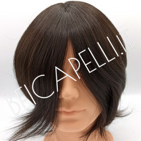 CAPELLI REMY INDIANO annodato 1B castano scuro protesi in pellicola